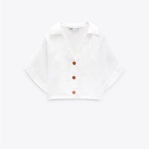 Zara Cropped Linen Shirt